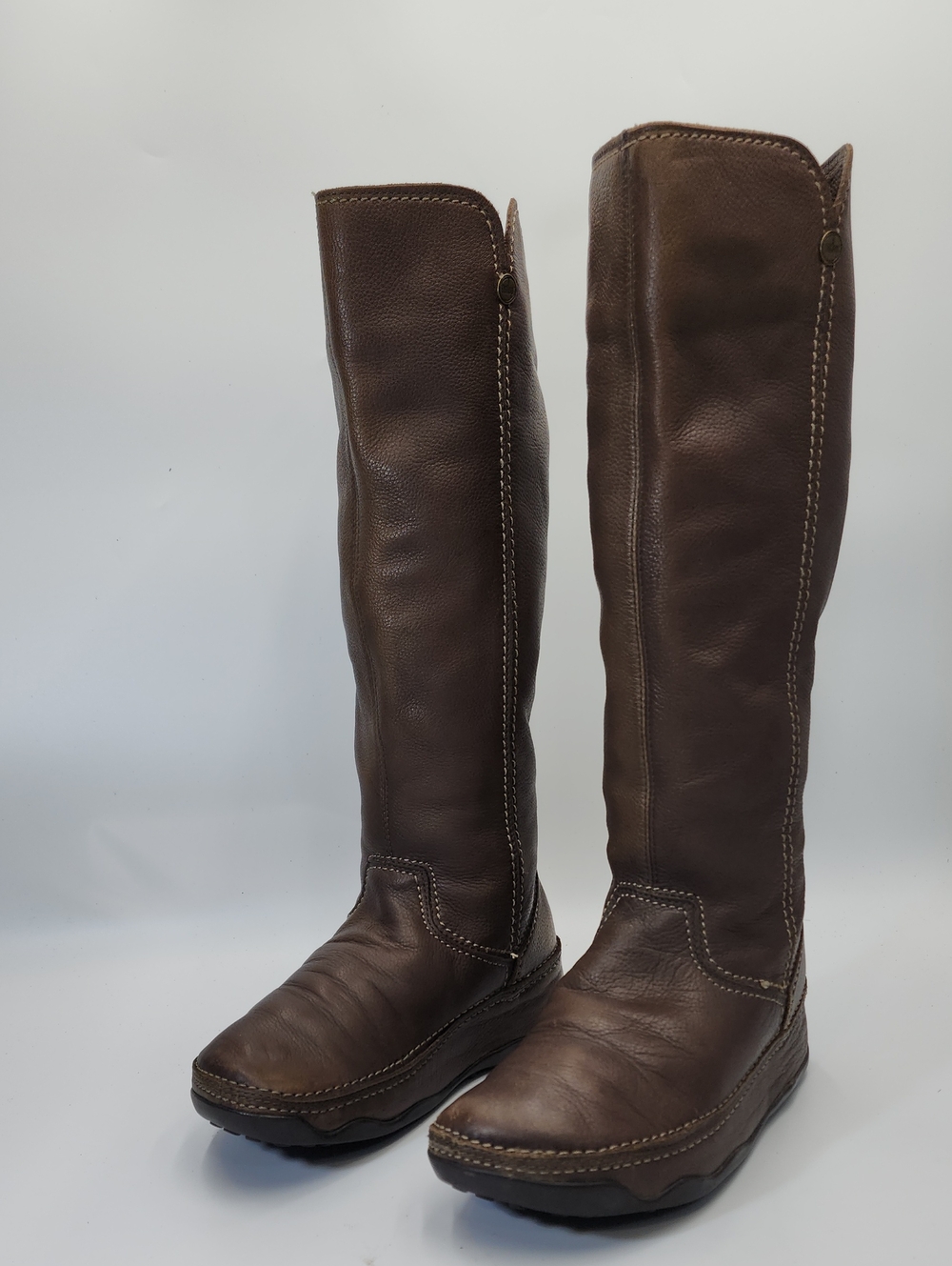 FitFlop Superboot Tall Taupe Brown Leather Knee High Boots Comfort Wedge Size 6